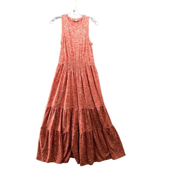 Lou & Grey Sleeveless Maxi Dress S Pink Tiered Knit Pullover Casual - Picture 1 of 8